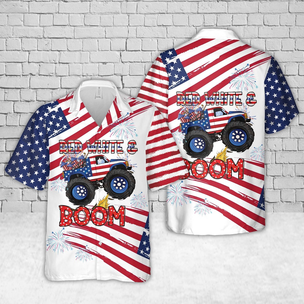 4th of july hawaiian shirts 4th of july monster truck hawaiian shirt hawaiian beach shirts for men women 2y7nh