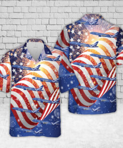 4Th Of July Hawaiian Shirts, Breeze Airways A220-300 4Th Of July Hawaiian Shirt, Military Aloha Shirts