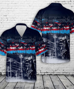 4Th Of July Hawaiian Shirts, Lineman 4Th Of July Hawaiian Shirt, Military Aloha Shirts