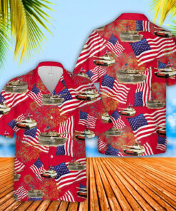 4Th Of July Hawaiian Shirts, M1A1 Abrams Tank 4Th Of July Hawaiian Shirts, Military Aloha Shirts