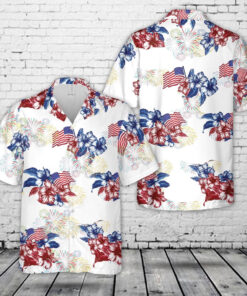 4Th Of July Hawaiian Shirts, Red White And Blue 4Th Of July Hawaiian Shirt, Military Aloha Shirts