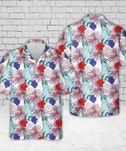 4Th Of July Hawaiian Shirts, Red White And Blue 4Th Of July Statue Of Liberty Hawaiian Shirt, Military Aloha Shirts
