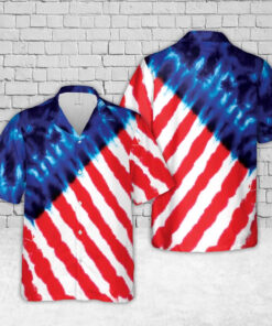 4Th Of July Hawaiian Shirts, Red White And Blue Tie Dye 4Th Of July Hawaiian Shirt, Military Aloha Shirts