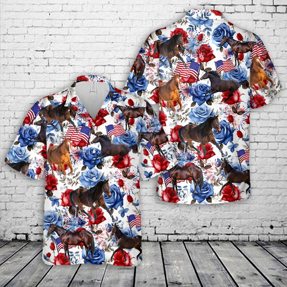 4th of july hawaiian shirts thoroughbred horse 4th of july hawaiian shirt military aloha shirts fcbkw
