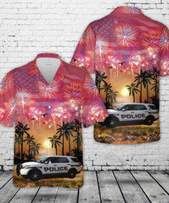 4Th Of July Hawaiian Shirts, Town Of Woodbury Police Dept 4Th Of July Hawaiian Shirt, Military Aloha Shirts