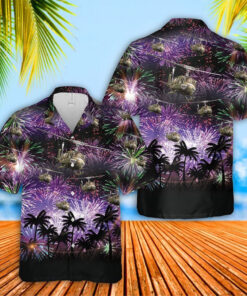 4Th Of July Hawaiian Shirts, Uh-1 Huey 4Th Of July Hawaiian Shirt, Military Aloha Shirts