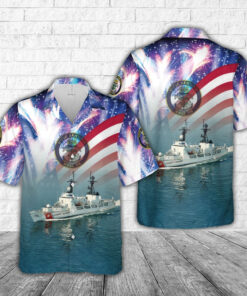 4Th Of July Hawaiian Shirts, United States Coast Guard High Endurance Cutter Uscgc Hamilton Whec-715 4Th Of July Hawaiian Shirt, Military Aloha Shirts