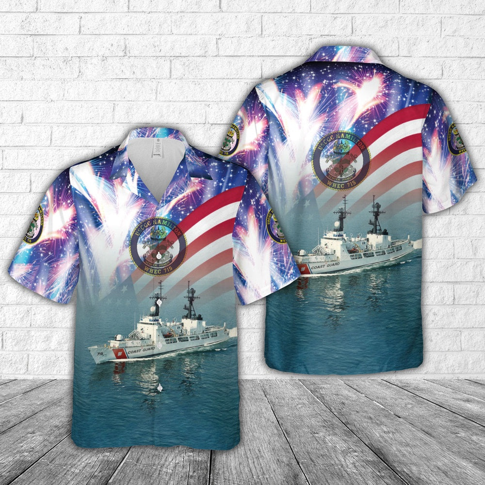 4th of july hawaiian shirts united states coast guard high endurance cutter uscgc hamilton whec 715 4th of july hawaiian shirt military aloha shirts owvyq