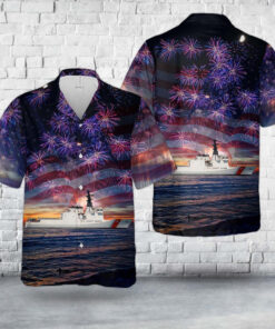 4Th Of July Hawaiian Shirts, United States Coast Guard Uscgc James (Wmsl-754) Legend-Class Cutter 4Th Of July Hawaiian Shirt, Military Aloha Shirts