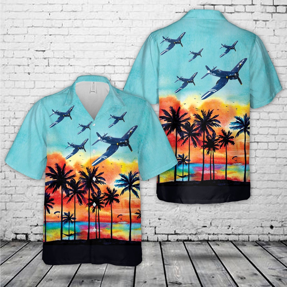 4th of july hawaiian shirts us marine corps vmf 512 mad cossack chance vought f4u corsair uss gilbert islands july 1945 hawaiian shirt tdstp
