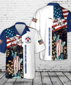 4Th Of July Hawaiian Shirts, Usaf Thunderbirds 4Th Of July Hawaiian Shirt, Military Aloha Shirts