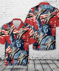 4Th Of July Hawaiian Shirts, Usaf Thunderbirds Lockheed Martin F-16Cm Fighting Falcon 4Th Of July Hawaiian Shirt, Military Aloha Shirts