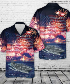 4Th Of July Hawaiian Shirts, Uss Carl Vinson 4Th Of July Hawaiian Shirt, Military Aloha Shirts