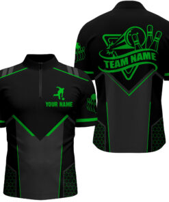 bowling jersey for men custom bowling quarter zip shirt team bowlers short sleeve bdt267 curdo