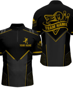bowling jersey for men custom bowling quarter zip shirt team bowlers short sleeve bdt267 dcz95