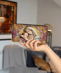 divine madonna and child leather wallet purse lezbu