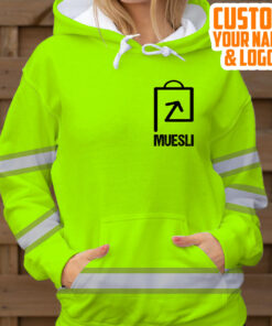 hi vis hoodie employee of the month runner up green custom name and logo company name safety workwear 3 o6sxj