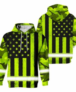Hi Vis Hoodie Reflective Camo Flag Safety Workwear
