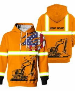 Hi Vis Hoodie Reflective Cautious Orange Operator Custom Name Safety Workwear