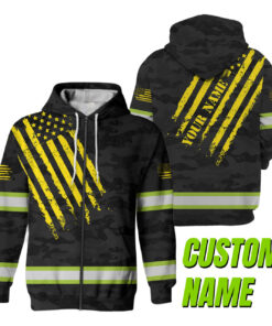 Hi Vis Jacket Reflective Camo And Yellow USA Flag