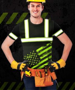 hi vis shirt reflective black and green usa flag custom name safety workwear 3 9o6iu