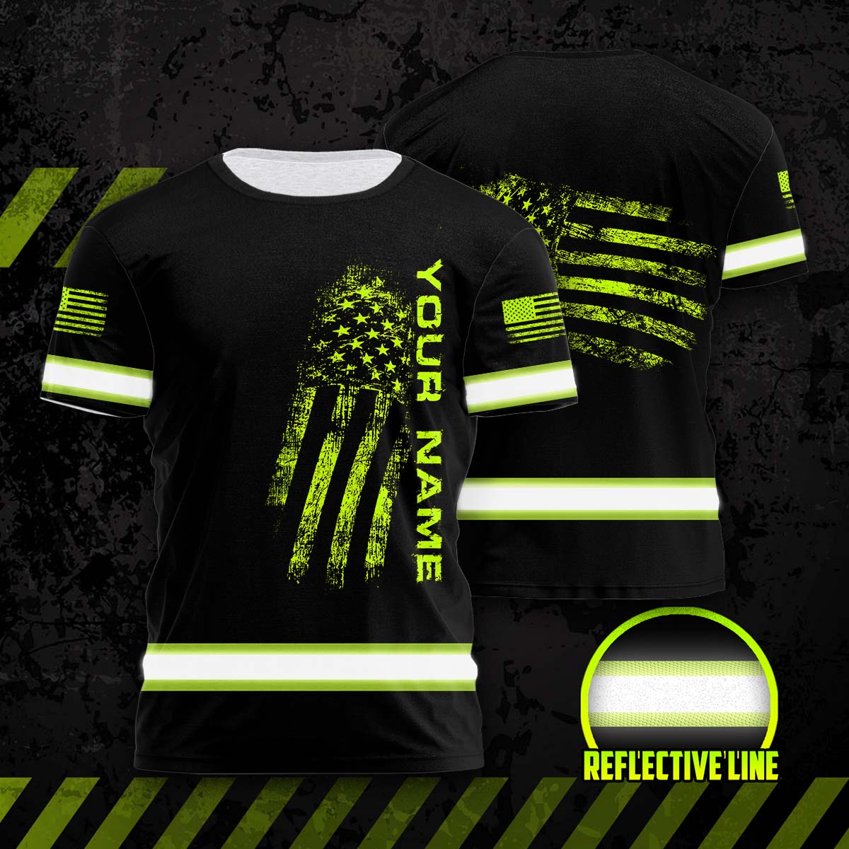 hi vis shirt reflective black scratch us flag custom name safety workwear 1 zfpcm