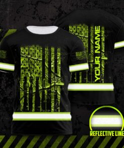 Hi Vis Shirt Reflective Camo Hunting US Flag Custom Name Safety Workwear