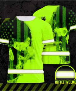 Hi Vis Shirt Reflective Green Black Skull Custom Name Safety Workwear