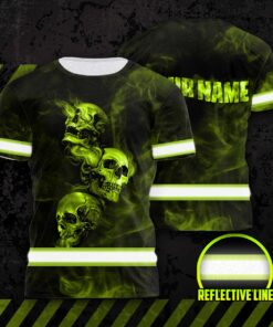 Hi Vis Shirt Reflective Skull With Smoke Custom Name Safety Workwear