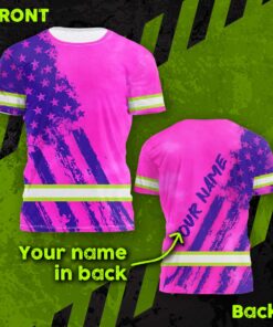 Hi Vis Shirt Reflective Tapes Pink Neon And Violet US Flag Custom