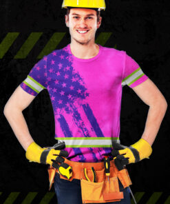 hi vis shirt reflective tapes pink neon and violet us flag custom 3 thufr