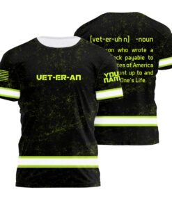 Hi Vis Shirt Reflective Veteran US Flag Custom Name Safety Workwear