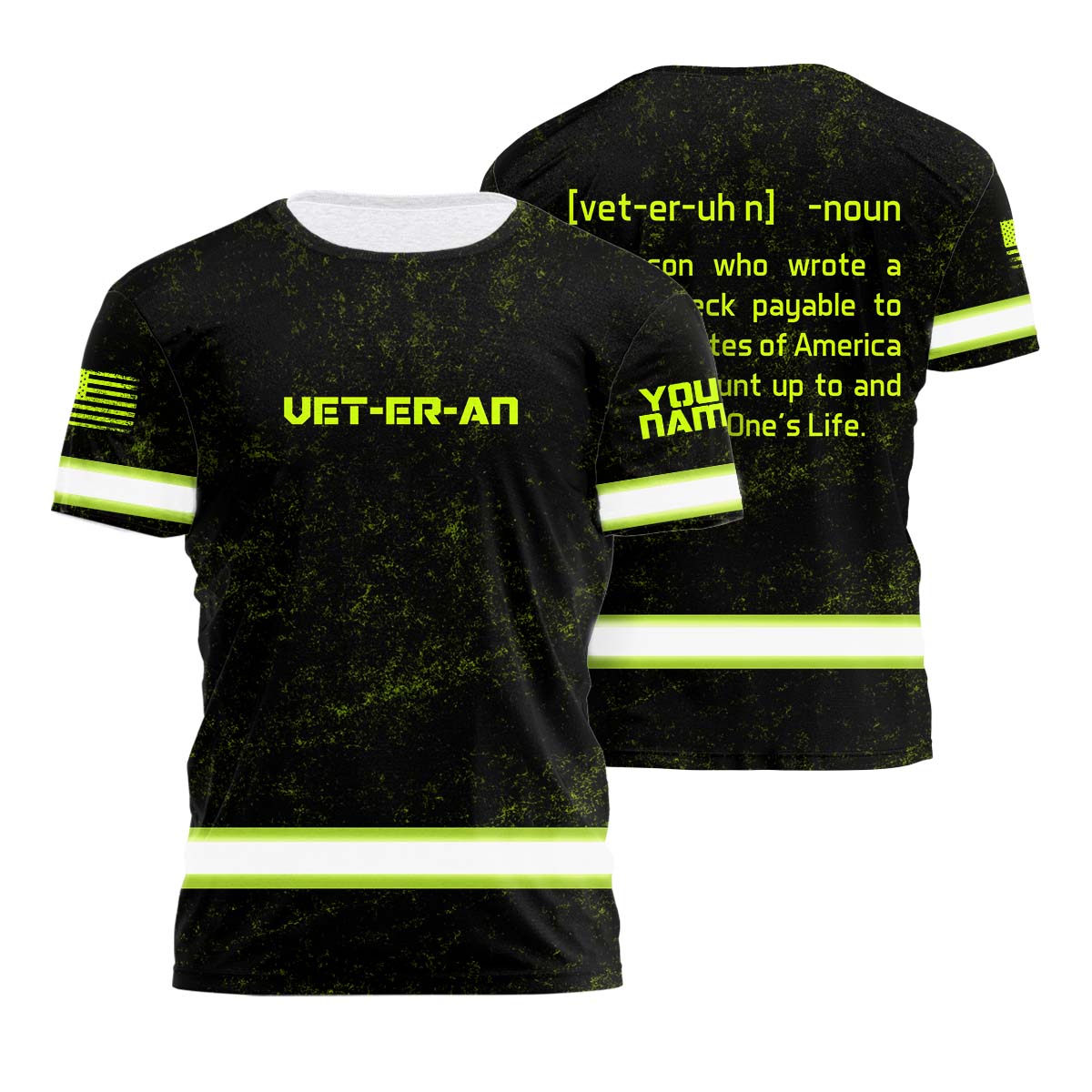 hi vis shirt reflective veteran us flag custom name safety workwear 2 mgc42