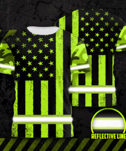 Hi Vis Shirts Reflective Green US Flag Safety Workwear