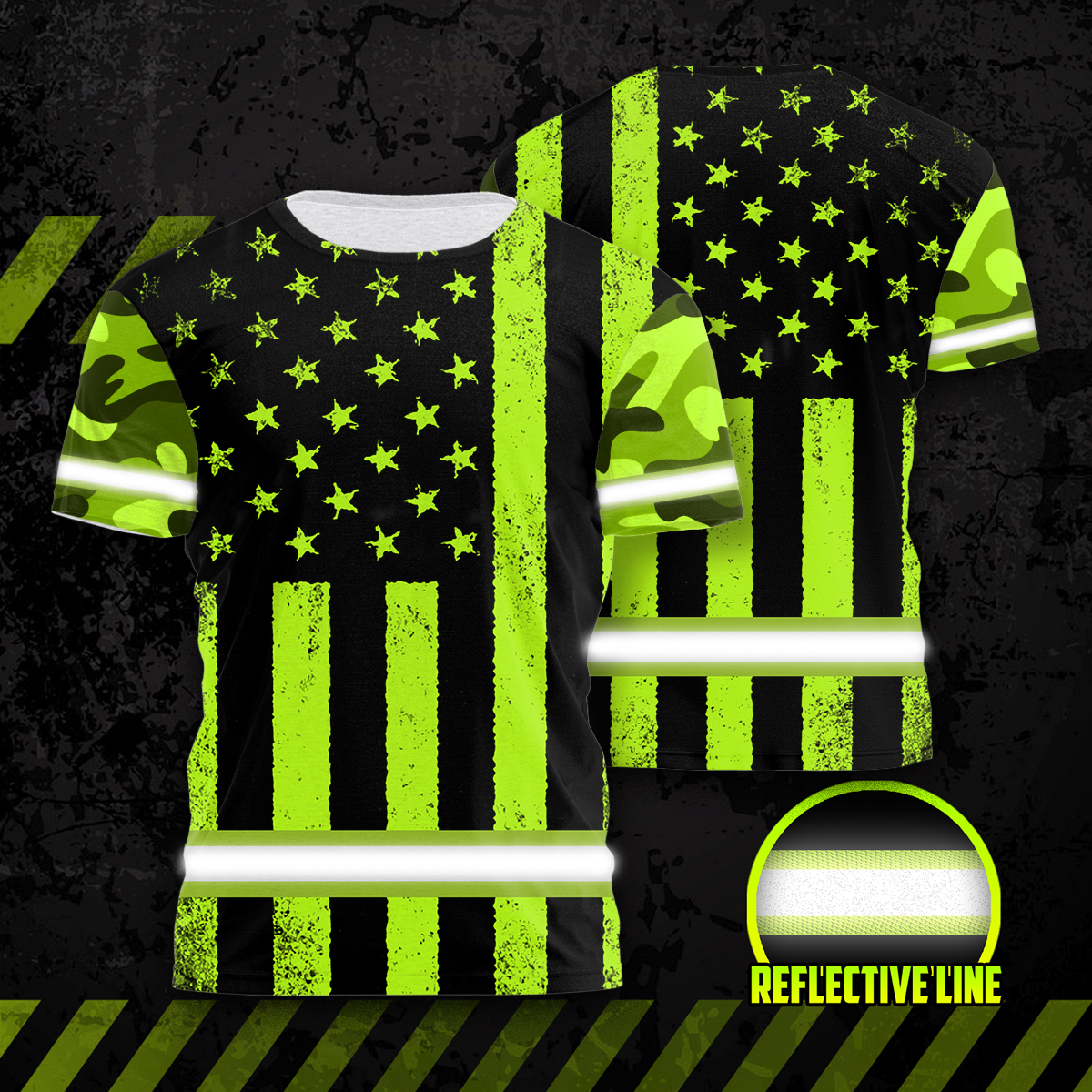 hi vis shirts reflective green us flag safety workwear 1 rcsym
