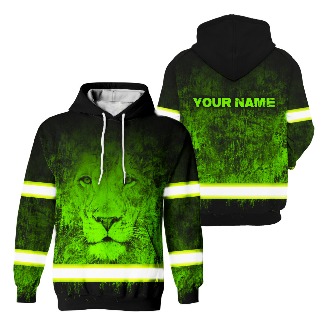 high visibility hoodie for men custom name lion green reflective hoodies hi vis hoodie safety workwear 1 lyayq