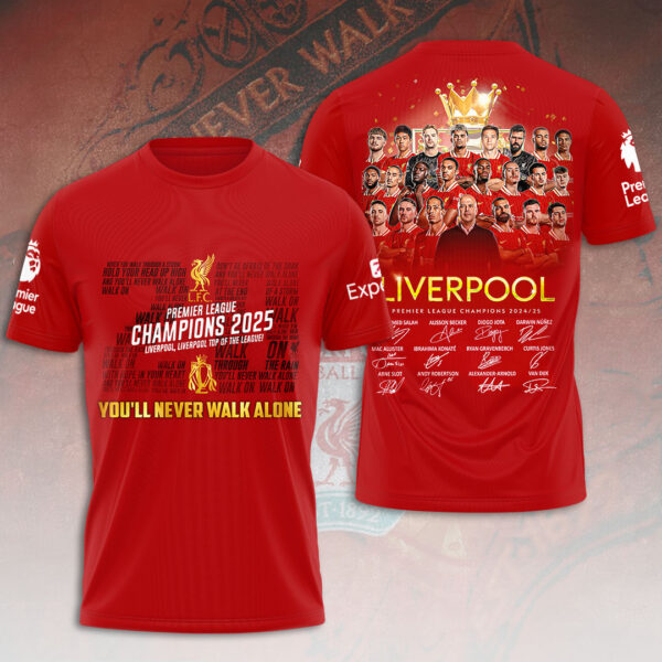 liverpool fc premier league 2024 2025 champions shirt youll never walk alone edition 1 fdgyk