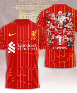 Liverpool FC Premier League Champions 202425 Shirt – Full Squad Celebration 3D Tee