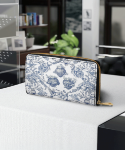 sacred elegance blue and white devotion leather wallet purse kh1ne