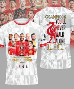 White Liverpool Hoodie – Premier League Winners 202425 with Players