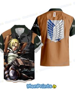 Annie Leonhart Hawaiian Shirt Attack on Titan Survey Corps Anime Button Up Shirt