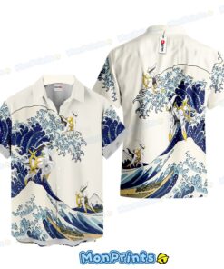 Arceus Hawaiian Shirt Pokemon Great Wave Kanagawa Japanese Art Anime Button Up Shirt