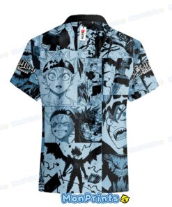 asta hawaiian shirt black clover anime manga panel blue magic grimoire button up shirt 3 hko07