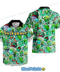 Bulbasaur Hawaiian Shirt - Cute Pokemon Aloha Beach Shirt, Anime Vacation Shirt