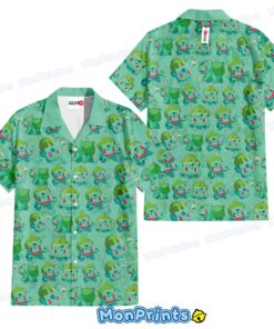 Bulbasaur Hawaiian Shirt - Cute Pokemon Aloha Shirt, Anime Beach Shirt