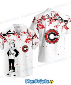 Bulma Capsule Corp Hawaiian Shirt - Sakura Cherry Blossom Anime Shirt