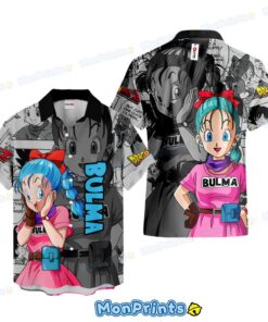 Bulma Hawaiian Shirt Manga Style - Dragon Ball Z Anime Vacation Shirt