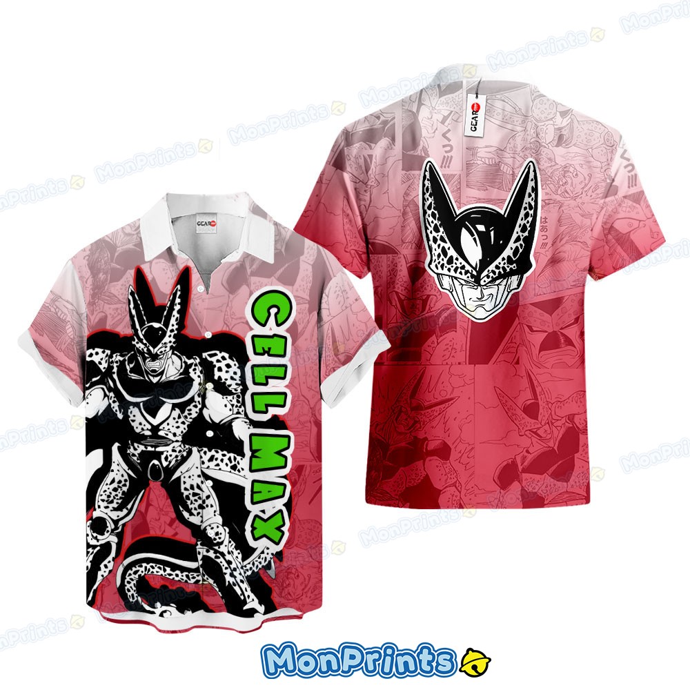 cell max hawaiian shirt dragon ball manga villain anime button up 1 z8qhl
