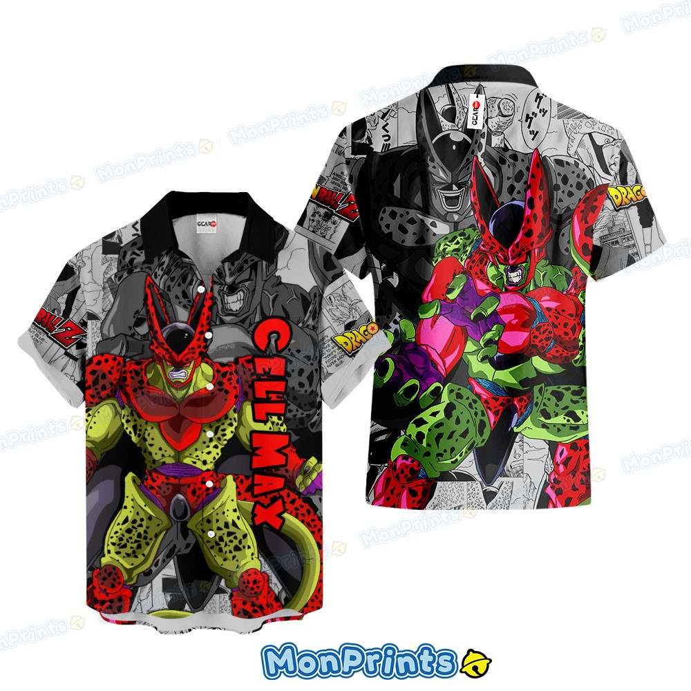 cell max hawaiian shirt dragon ball z anime villain comic style shirt 1 15s3r