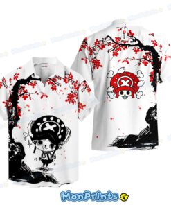 Chopper Hawaiian Shirt – One Piece Cherry Blossom Japanese Ink Style